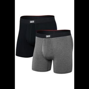 SAXX Mens 2-Pack Vibe XtraSupe Boxer Brief Fly Black/Dark Grey Heather